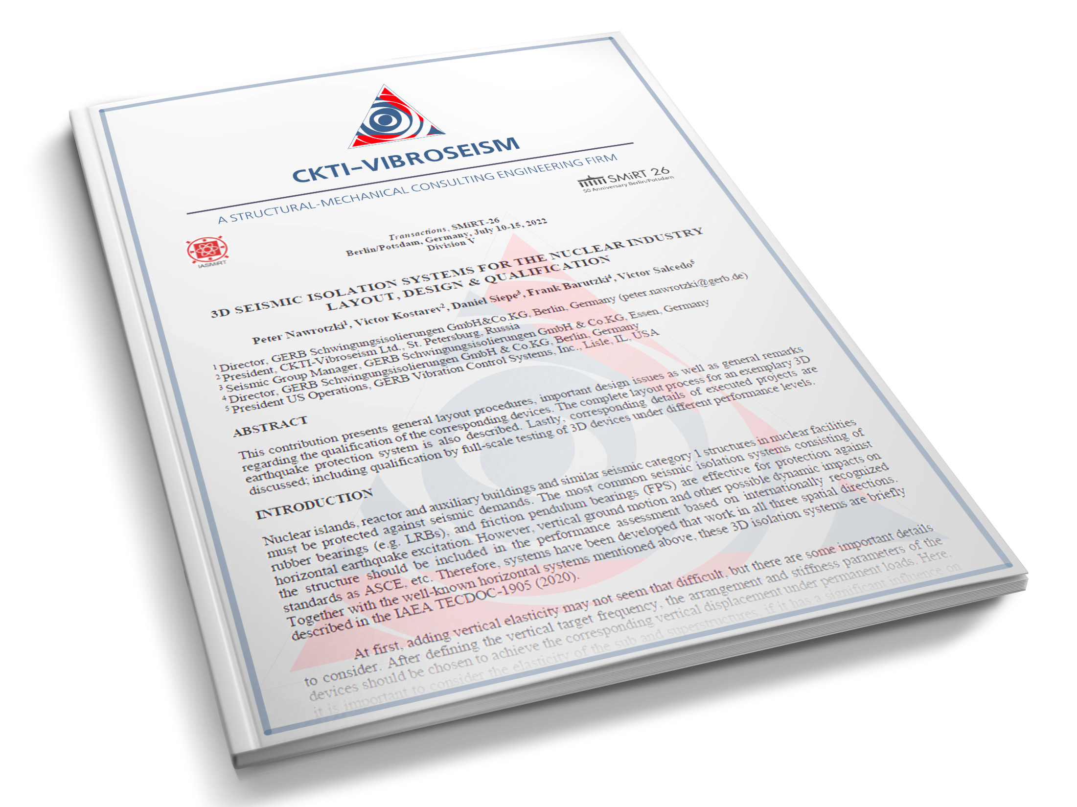 Обложка 3D SEISMIC ISOLATION SYSTEMS FOR THE NUCLEAR INDUSTRY LAYOUT, DESIGN & QUALIFICATION